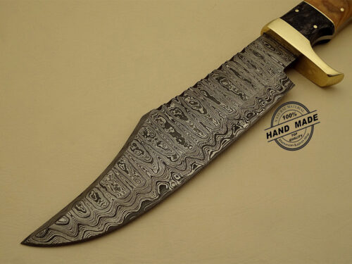 Damascus Bowie Knife Custom Handmade Damascus Steel Hunting Knife 1153 - Image 3