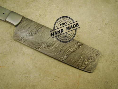Blank Blade Butchers Cleaver Chef’s Blank Blade Custom Handmade Damascus Steel Kitchen Professional Butchers Blank Blade Knife 1431 - Image 4