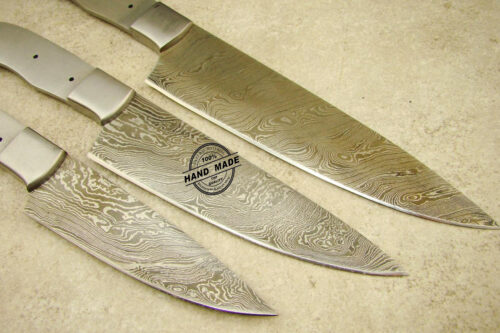 Lot Of 3 PCs Professional Chef Knife Blank Blade Custom Handmade Damascus Steel Professional Kitchen Blank Blade Knife 1424 - Image 4