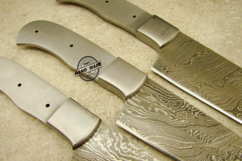 Lot Of 3 PCs Professional Chef Knife Blank Blade Custom Handmade Damascus Steel Professional Kitchen Blank Blade Knife 1424 - Image 3