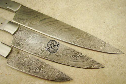 Lot Of 3 PCs X Large Professional Chef Knife Blank Blade Custom Handmade Damascus Steel PCs X Large Professional Kitchen Chef’s Blank Blade Knife 1425 - Image 4