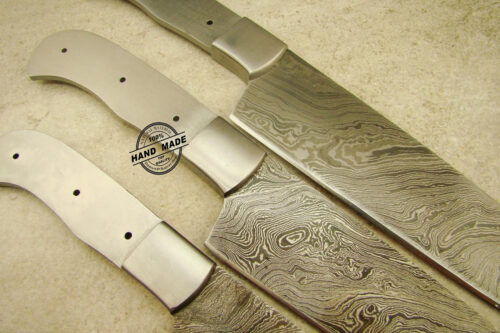 Lot Of 3 PCs X Large Professional Chef Knife Blank Blade Custom Handmade Damascus Steel PCs X Large Professional Kitchen Chef’s Blank Blade Knife 1425 - Image 3