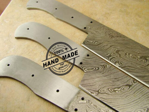 Lot Of 3 PCs Professional Kitchen Chef’s Knife Blank Blade Custom Handmade Damascus Steel Professional Kitchen Chef’s Knife With Stainless Steel Handle Damascus Blank Blade 1420 - Image 4