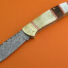 No Lock Damascus Folding Knife Custom Handmade Damascus Steel Hunting Knife Best Damascus Folding Knife With Engraved Pearl & Bone Handle Leather Sheaths 1904 - Image 2