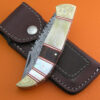 No Lock Damascus Folding Knife Custom Handmade Damascus Steel Hunting Knife Best Damascus Folding Knife With Engraved Pearl & Bone Handle Leather Sheaths 1904