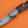 Back Lock Damascus Folding Knife Custom Handmade Damascus Steel Hunting Knife Regular Damascus Folding Knife With Rose Wood Handle Leather Sheaths 1360