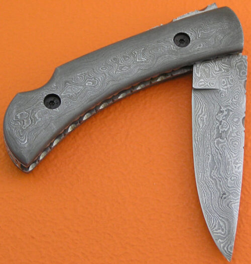 Full Damascus Folding Knife Custom Handmade Damascus Steel Hunting Knife Full Damascus Folding Back Lock Knife With Leather Sheaths 1352 - Image 3