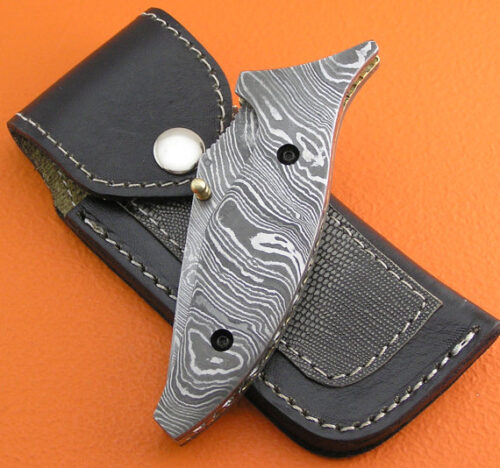 Full Damascus Folding Knife Custom Handmade Damascus Steel Hunting Knife Full Damascus Folding Liner Lock Knife With Leather Sheaths 1356 - Image 6