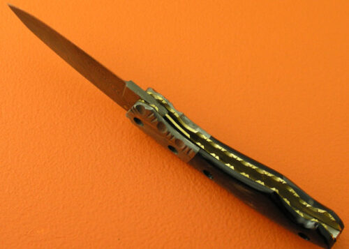 Damascus Folding Liner Lock Custom Handmade Damascus Steel Hunting Knife Best Damascus Folding Knife With Buffalo Horn Handle Leather Sheaths 1361 - Image 5