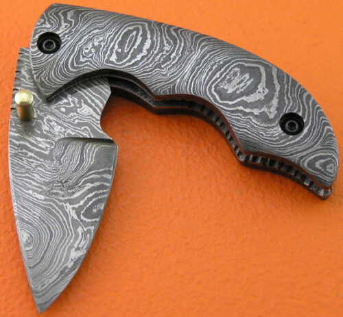 Full Damascus Folding Liner Lock Knife Custom Handmade Damascus Steel Hunting Knife Full Damascus Folding Knife With Leather Sheaths 1381 - Image 5