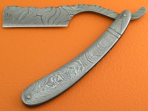 Full Damascus Folding Razor Knife Custom Handmade Damascus Steel