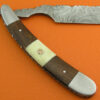 Damascus Folding Razor Knife Custom Handmade Damascus Steel Gentleman's Wet Shaving Grooming Straight Razor Knife With Rose Wood Handle Leather Sheaths 2104 - Image 3