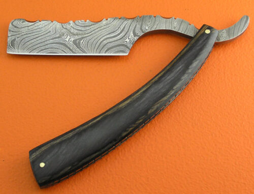 Damascus Folding Razor Knife Custom Handmade Damascus Steel Gentleman's Wet Shaving Grooming Straight Razor Knife With Pakka Wood Handle Leather Sheaths 2110