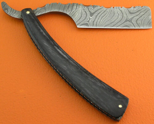 Damascus Folding Razor Knife Custom Handmade Damascus Steel Gentleman's Wet Shaving Grooming Straight Razor Knife With Pakka Wood Handle Leather Sheaths 2110 - Image 4
