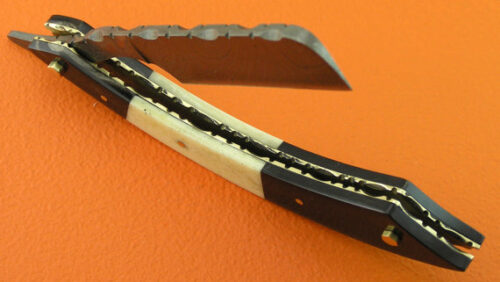 Damascus Folding Razor Custom Handmade Damascus Steel Hunting Knife Best Damascus Folding Razor Knife With Bone & Horn Handle Leather Sheaths 2114 - Image 5