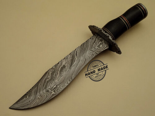 Damascus Dagger Knife Custom Handmade Damascus Steel Hunting Knife Damascus Dagger Knife With Buffalo Horn Leather Sheaths 1106