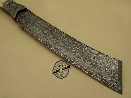 Damascus Bowie Knife Custom Handmade Damascus Steel Hunting Knife Best Damascus Bowie Knife With Stag Handle Leather Sheaths 1114 - Image 3