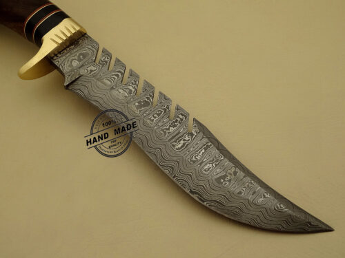Damascus Bowie Knife Custom Handmade Damascus Steel Hunting Knife Damascus Bowie Knife With Wood & Stag Handle Leather Sheaths 1115 - Image 3