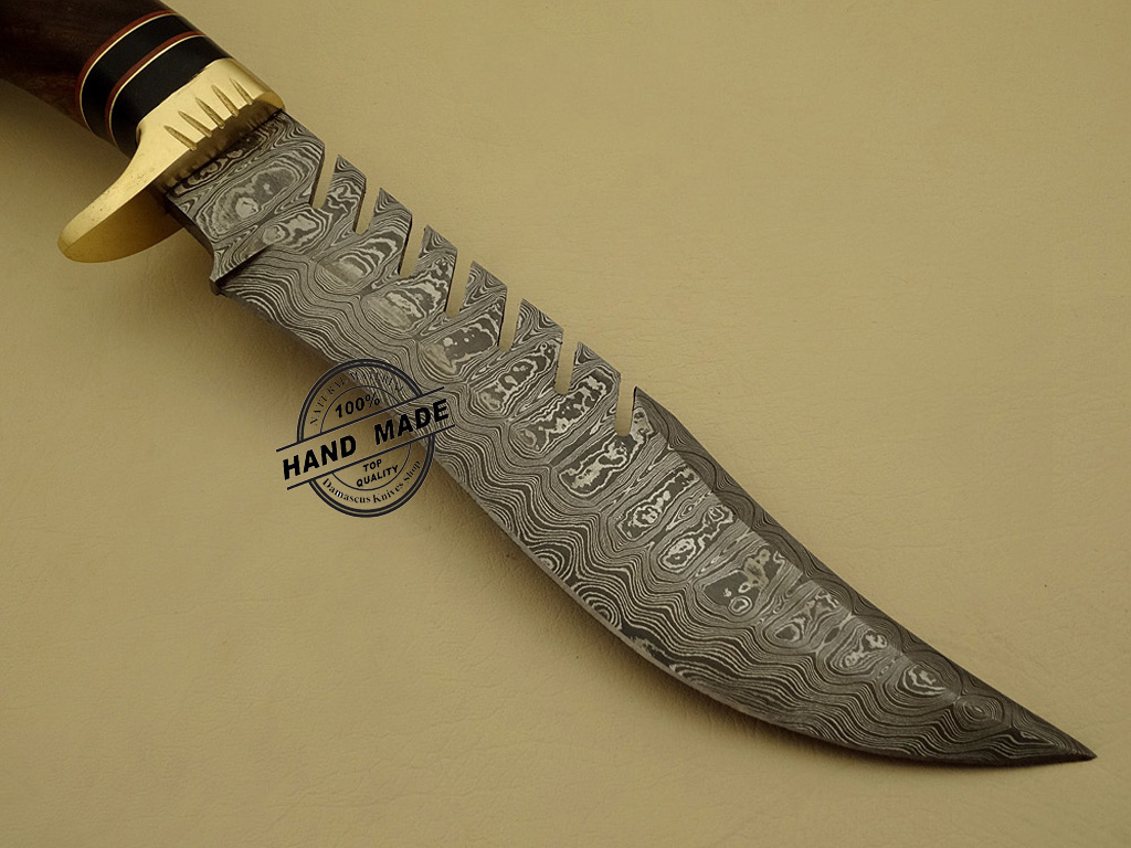 Damascus Bowie Knife Custom Handmade Damascus Steel Hunting Knife