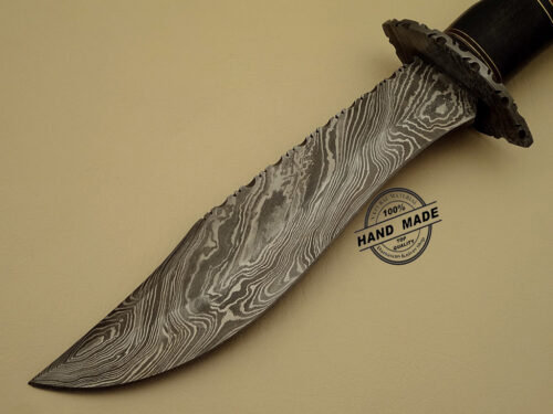 Damascus Dagger Knife Custom Handmade Damascus Steel Hunting Knife Damascus Dagger Knife With Buffalo Horn Leather Sheaths 1106 - Image 3