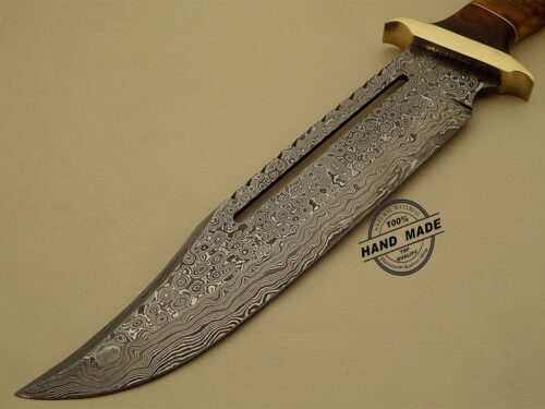 Best Damascus Rambo Bowie Knife Custom Handmade Damascus Steel Hunting Rambo Knife With Olive Wood Handle Leather Sheaths 1110 - Image 3
