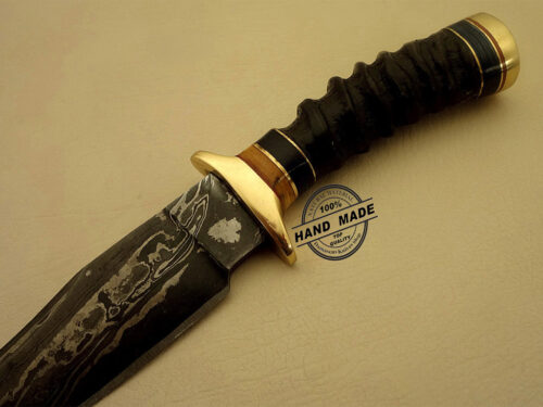 Damascus Skinner Knife Custom Handmade Damascus Steel Hunting Knife Best Skinner With Impala Horn Handle Leather Sheaths 1108 - Image 4