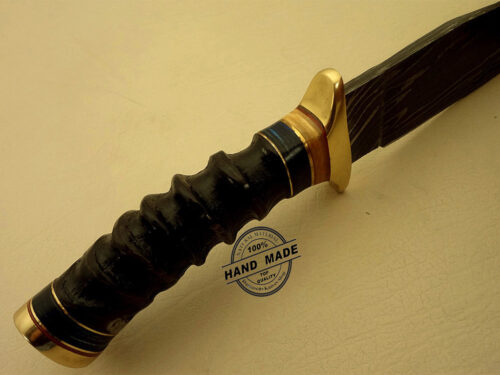 Damascus Skinner Knife Custom Handmade Damascus Steel Hunting Knife Best Skinner With Impala Horn Handle Leather Sheaths 1108 - Image 5