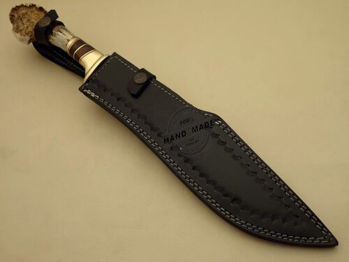 Damascus Kukuri Knife Custom Handmade Damascus Steel Hunting Best Damascus Kukuri Knife With Stag Handle Leather Sheaths 1105 - Image 6