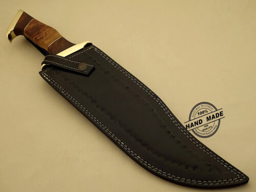 Best Damascus Rambo Bowie Knife Custom Handmade Damascus Steel Hunting Rambo Knife With Olive Wood Handle Leather Sheaths 1110 - Image 6