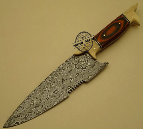 Damascus Kitchen Chef’s Knife Custom Handmade Damascus Steel Chef’s Knife New Damascus Kitchen Chef’s Knife With Mictra Handle Leather Sheaths 1509