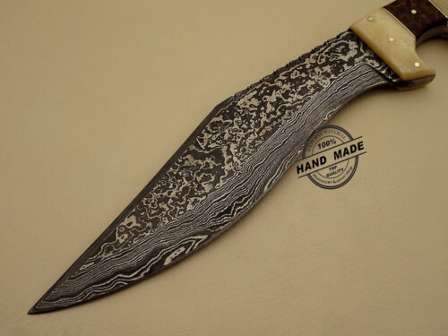 New Damascus Hunting Bowie Knife Custom Handmade Damascus Steel Hunting Knife New Damascus Bowie Knife With Walnut Wood Handle Leather Sheaths 1514 - Image 3