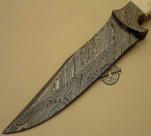 Amazing Damascus Bowie Knife Custom Handmade Damascus Steel Hunting Knife Beautiful Damascus Bowie Knife With White Camel Bone Leather Sheaths 1511 - Image 3