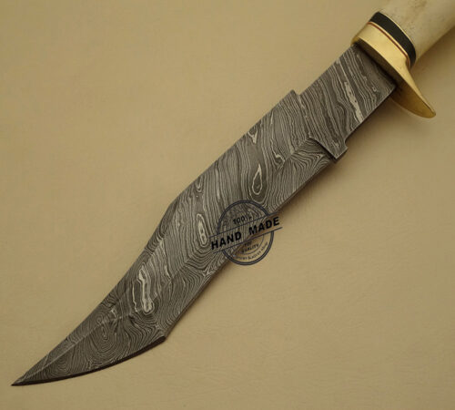 Beautiful Damascus Hunting Bowie Knife Custom Handmade Damascus Steel Hunting Knife With Stag & Camel Bone Handle Leather Sheaths 1512 - Image 3
