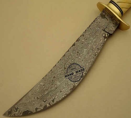 Amazing Damascus Bowie Knife Custom Handmade Damascus Steel Hunting Knife Best Damascus Bowie Knife With Camel Bone Handle Leather Sheaths 1515 - Image 3
