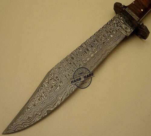 Damascus Bowie Knife Fixed Blade Handmade Damascus Steel Hunting Knife 1516 - Image 2