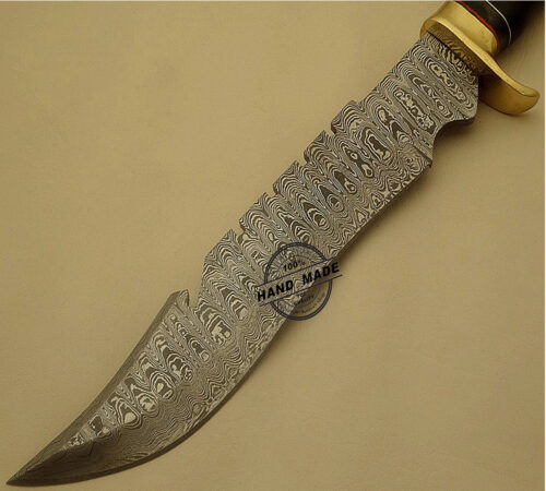 Best Damascus Bowie Knife Custom Handmade Damascus Steel Hunting Knife Beautiful Damascus Bowie Knife Great Work Handle With Leather Sheaths 1517 - Image 3