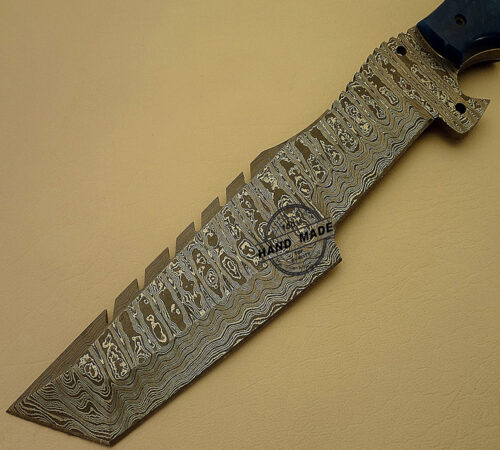 New Damascus Tracker Knife Custom Handmade Damascus Steel Hunting Knife New Damascus Tracker Knife With Blue Mictra Handle Leather Sheaths 1519 - Image 3