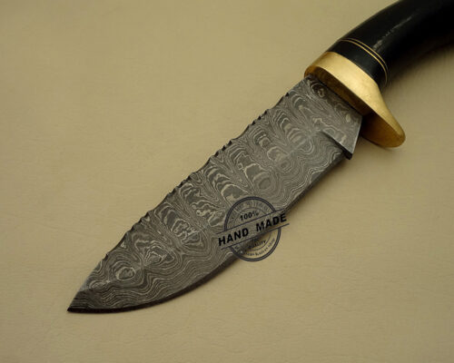 Professional Damascus Skinner Knife Custom Handmade Damascus Steel Beautiful Hunting Knife Best Damascus Skinner Knife With Horn Handle Leather Sheaths 1529 - Image 3