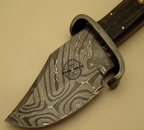Best Damascus Skinner Knife Custom Handmade Damascus Steel Hunting Knife Best Damascus Skinner Knife With Black Mictra Handle Leather Sheaths 1530 - Image 3