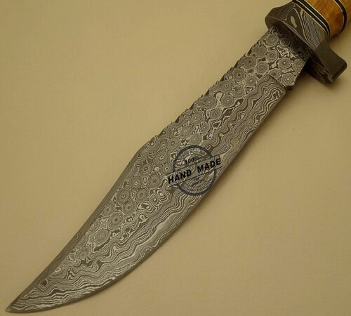 Damascus Hunting Knife Custom Handmade Damascus Steel Hunting Best Knife With Olive Wood Handle Leather Sheaths 1533 - Image 3