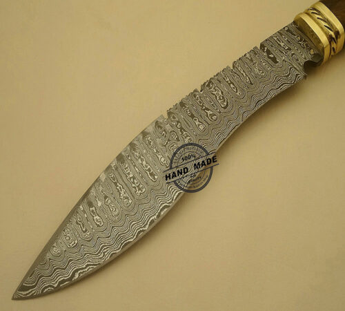Damascus Kukuri Knife Custom Handmade Damascus Steel Hunting Knife Best Damascus Kukuri Knife With Walnut Wood Handle Leather Sheaths 1534 - Image 3