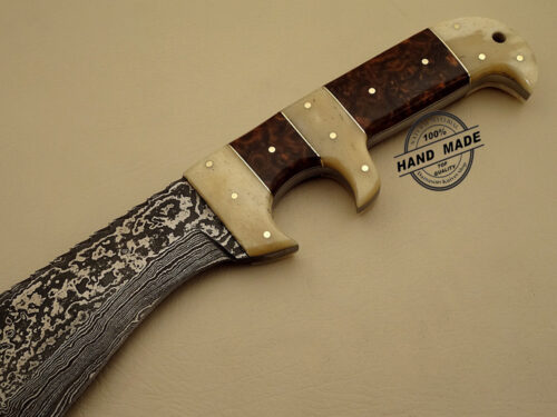 New Damascus Hunting Bowie Knife Custom Handmade Damascus Steel Hunting Knife New Damascus Bowie Knife With Walnut Wood Handle Leather Sheaths 1514 - Image 4