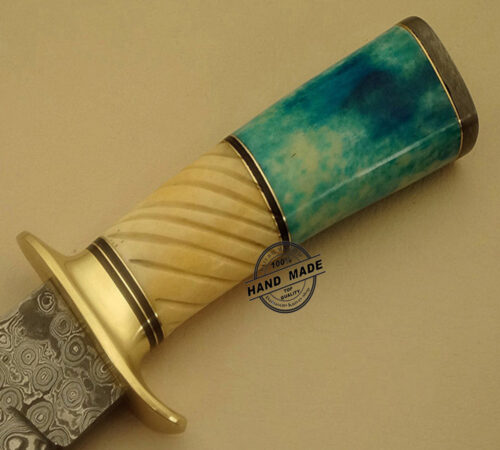 Amazing Damascus Bowie Knife Custom Handmade Damascus Steel Hunting Knife Best Damascus Bowie Knife With Camel Bone Handle Leather Sheaths 1515 - Image 4