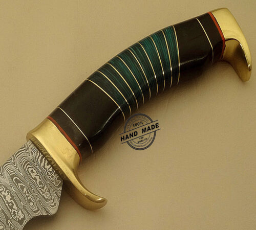 Best Damascus Bowie Knife Custom Handmade Damascus Steel Hunting Knife Beautiful Damascus Bowie Knife Great Work Handle With Leather Sheaths 1517 - Image 4