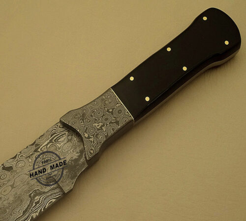Best Damascus Hunting Bowie Knife Custom Handmade Damascus Steel Professional Damascus Hunting Bowie Knife With Buffalo Horn Handle Leather Sheaths 1518 - Image 4