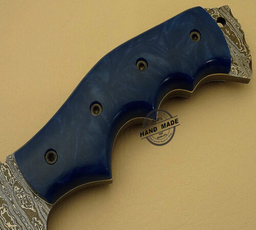 New Damascus Tracker Knife Custom Handmade Damascus Steel Hunting Knife New Damascus Tracker Knife With Blue Mictra Handle Leather Sheaths 1519 - Image 4