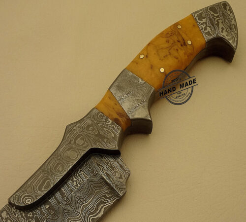 Damascus Bowie Knife Custom Handmade Damascus Steel Amazing Hunting Knife With Leather Sheaths 1522 - Image 4