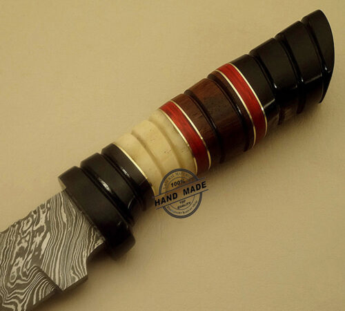 Beautiful Damascus Bowie Knife Custom Handmade Damascus Steel Hunting Knife New Damascus Bowie Knife With Bone & Horn Handle Leather Sheaths 1527 - Image 4