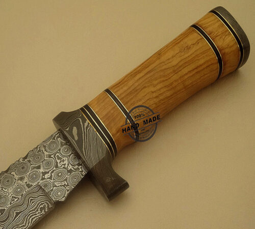 Damascus Hunting Knife Custom Handmade Damascus Steel Hunting Best Knife With Olive Wood Handle Leather Sheaths 1533 - Image 4