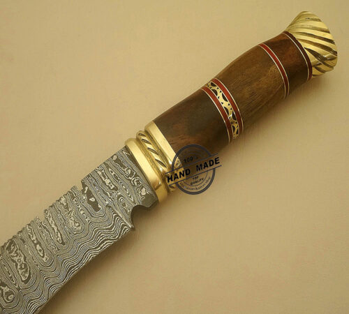 Damascus Kukuri Knife Custom Handmade Damascus Steel Hunting Knife Best Damascus Kukuri Knife With Walnut Wood Handle Leather Sheaths 1534 - Image 4